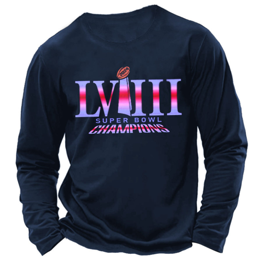 

T-shirt Décontracté à Manches Longues Et Col Rond Imprimé Super Bowl 2024 Pour Hommes