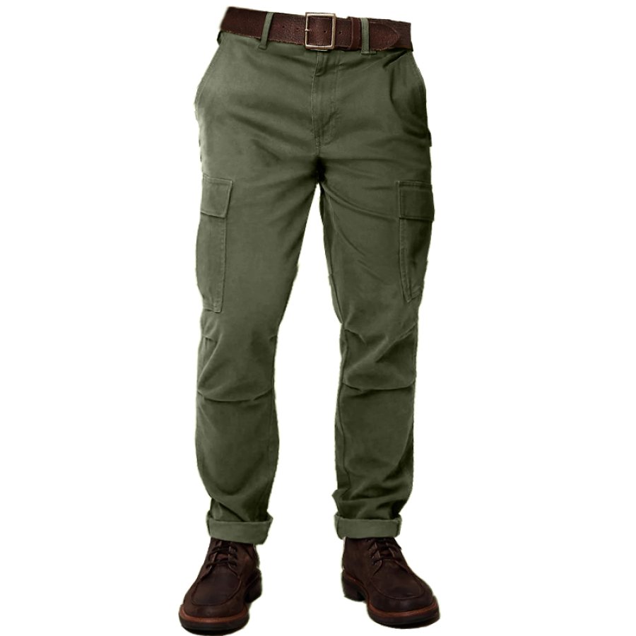 

Pantalon Cargo Rétro Multi-poches Décontracté Pour Hommes