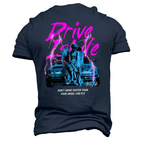 Men's T-Shirt Drive Is Life Racing Print Short Sleeve Vintage Summer Daily Tops - Kalesafe.com 
