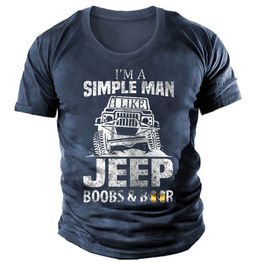 

T-shirt à Manches Courtes Pour Homme Simple I Like Jeep Imprimé Extérieur Quotidien Décontracté