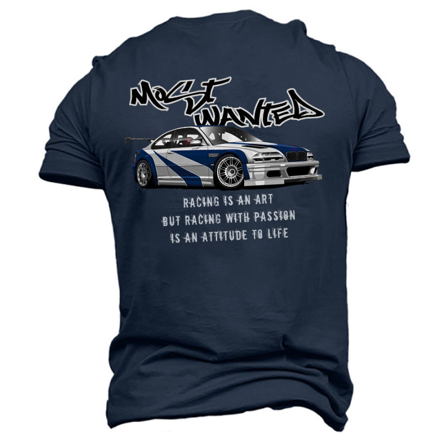 

Camiseta Para Hombre Most Wanted Racing Print Manga Corta Vintage Summer Daily Tops