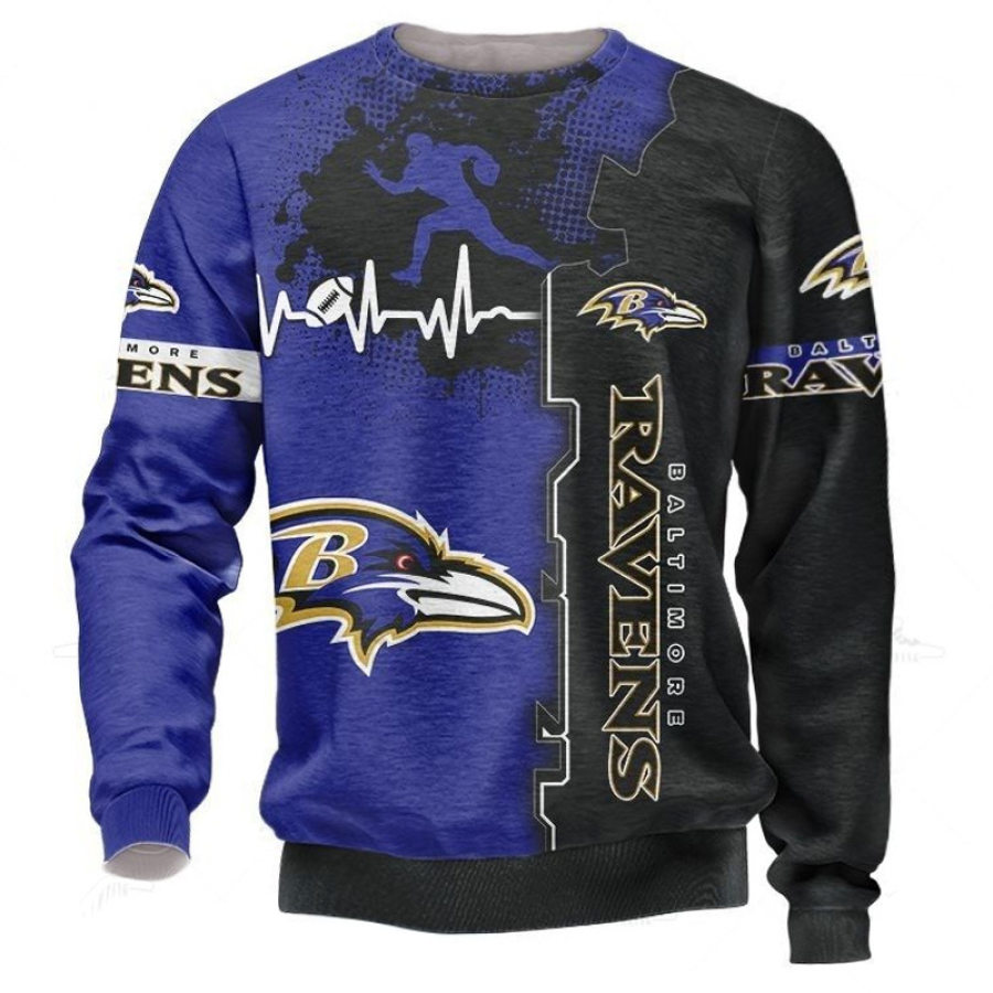 

Men's Baltimore Ravens Sweatshirt NFL Super Bowl Printed Crew Neck Pullover