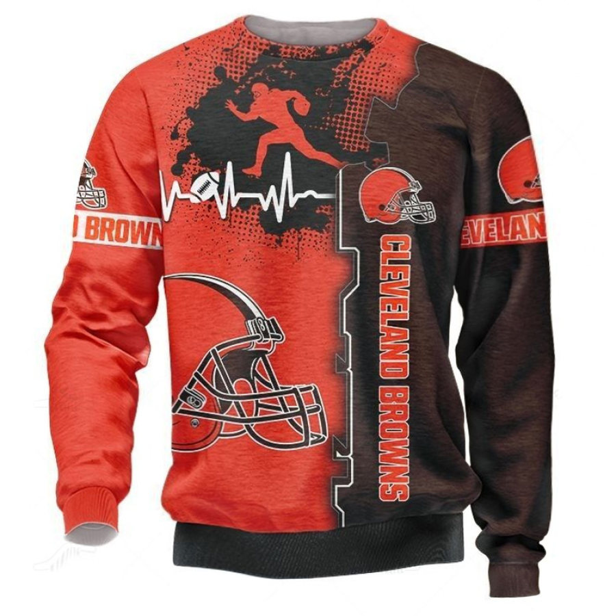 

Men's Cleveland Browns Jersey NFL Super Bowl Printed Crew Neck Pullover