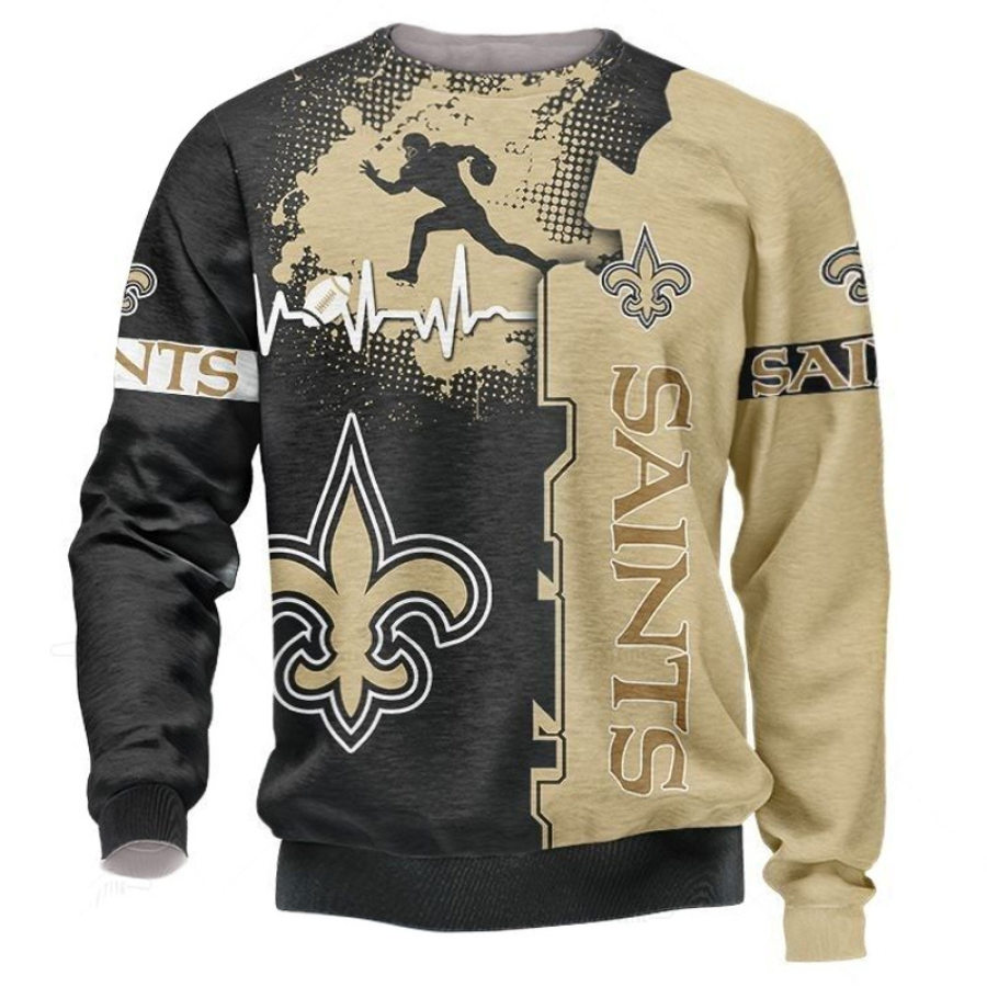 

Men's New Orleans Saints Sweatshirt NFL Super Bowl Printed Crew Neck Pullover
