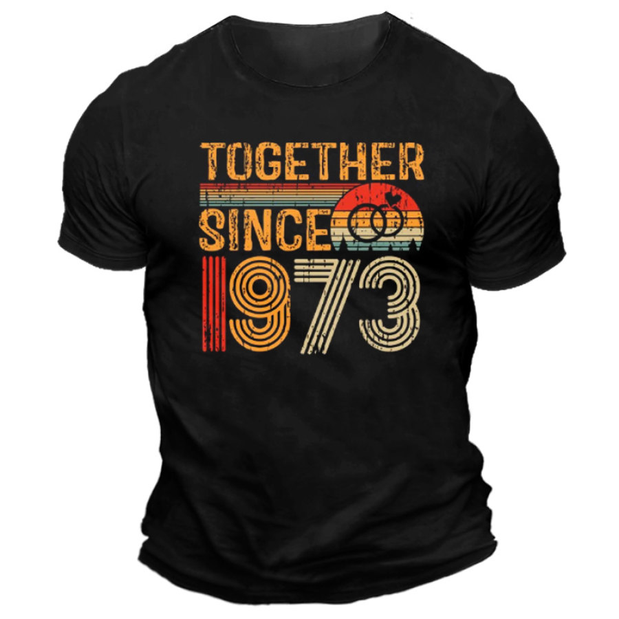 

Men's Any Year Vintage Couple's 50th Wedding Anniversary Crew Neck T-Shirt From 1973