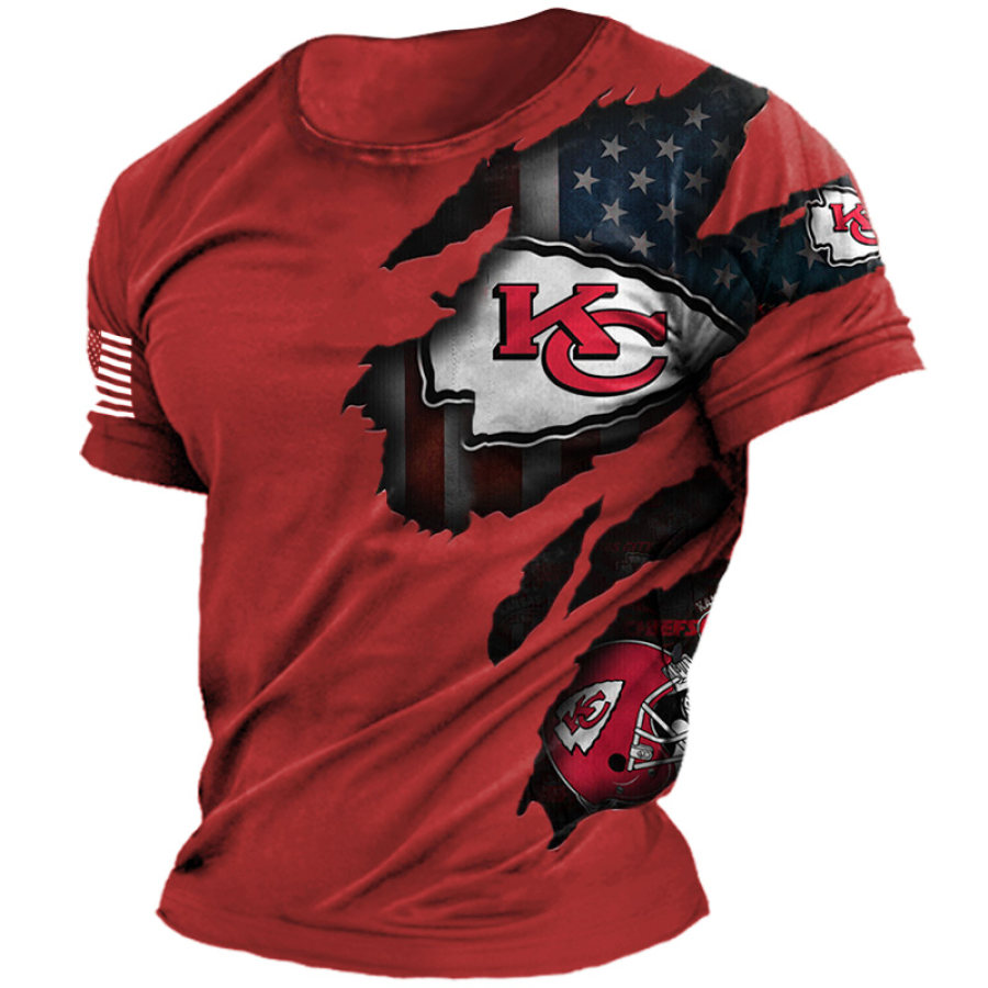 

Bedrucktes Super Bowl-Kurzarm-T-Shirt Der Kansas City Chiefs NFL Mit Rundhalsausschnitt Für Herren