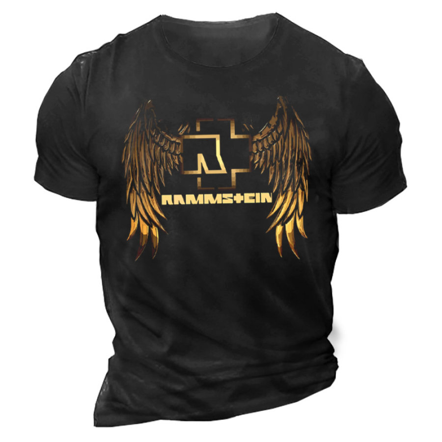 

T-shirt à Manches Courtes Et Col Rond Pour Hommes Imprimé Rammstein Rock Band Couleur Unie