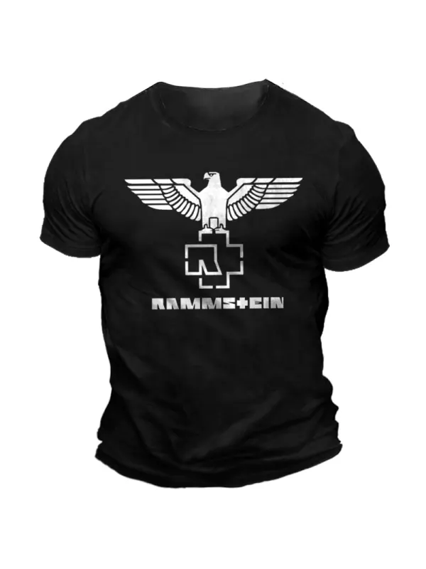 Men's Rammstein Rock Band Print Solid Color Short Sleeve Crew Neck T-Shirt - Spiretime.com 