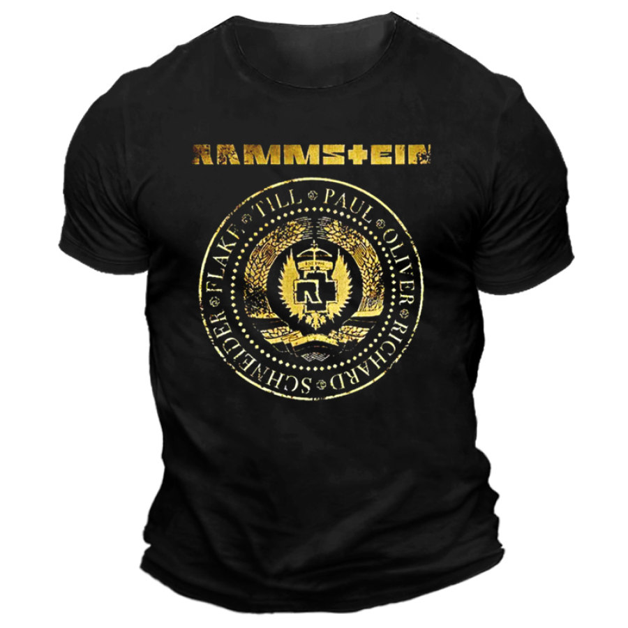 

T-shirt à Manches Courtes Et Col Rond Pour Hommes Imprimé Rammstein Rock Band Couleur Unie