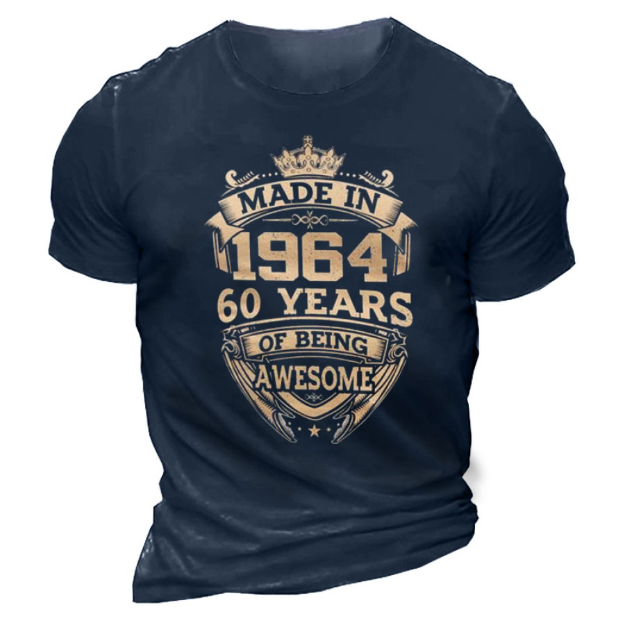 

Мужская классическая футболка с коротким рукавом Made In 1964 60 YEARS OF BEING AWESOME 2024