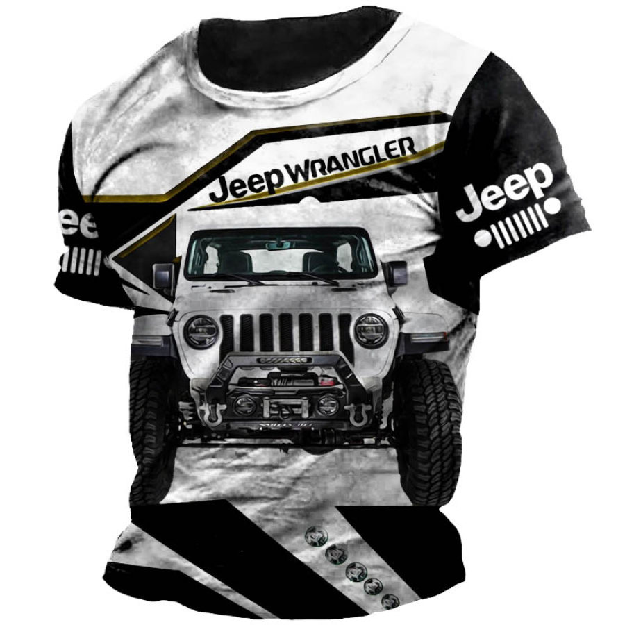 

Мужская повседневная футболка с коротким рукавом с принтом Jeep Wrangler на открытом воздухе
