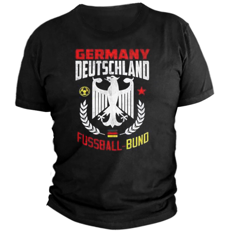 

Herren-T-Shirt Mit Deutschem Fußball-Fan-Motiv Kurzärmelig Täglicher Freizeitpullover