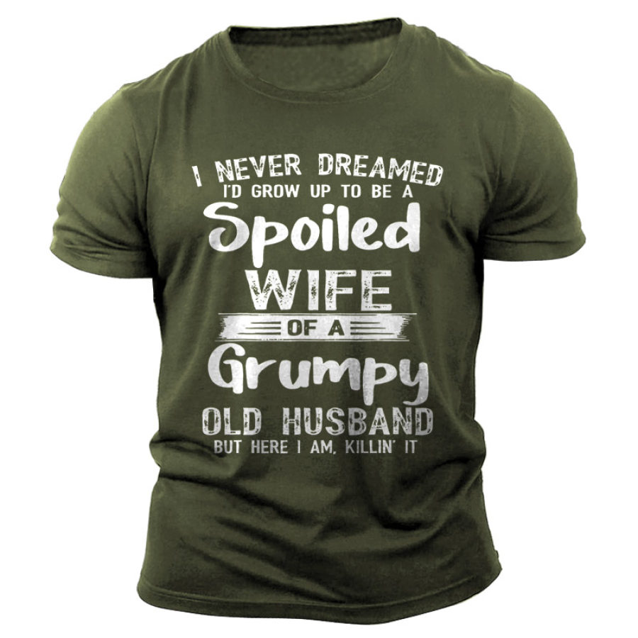 

Herren-T-Shirt Mit Aufdruck „Spoiled Wife Grumpy Old Husband“ Im Freien Täglich Lässig Kurzärmelig