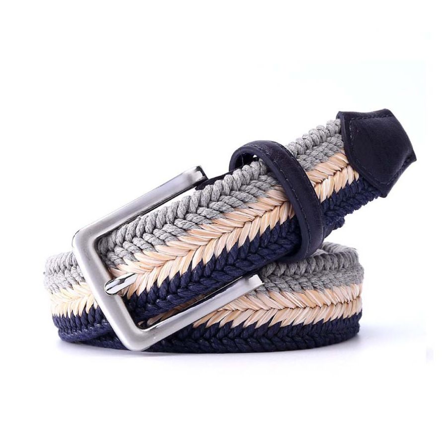 

Herringbone Pattern Woven Belt Wax Rope Straw Mixed Casual Canvas Belt
