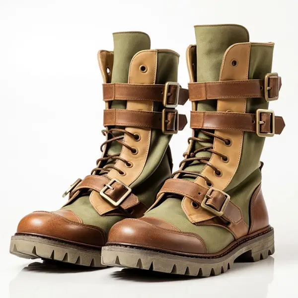 Men's Biker Motorcycle Retro Walking Casual Daily PU Comfortable Boots - Cotosen.com