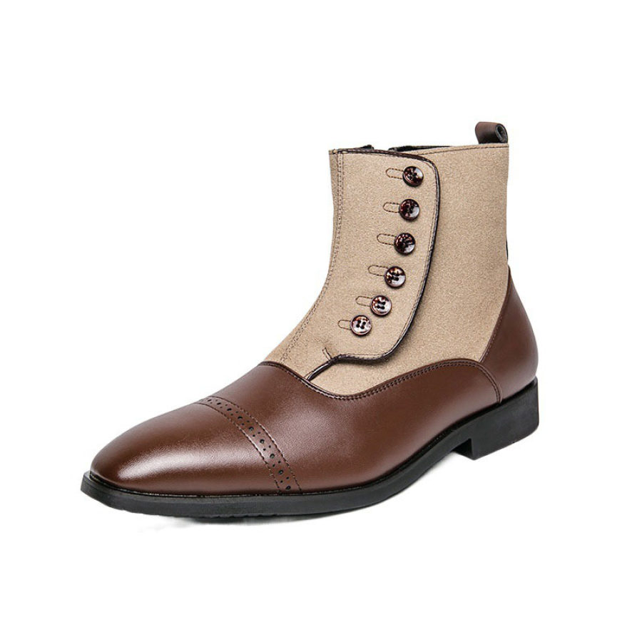 

Botas Altas De Cuero Con Punta Cuadrada Y Estilo Británico Para Hombre