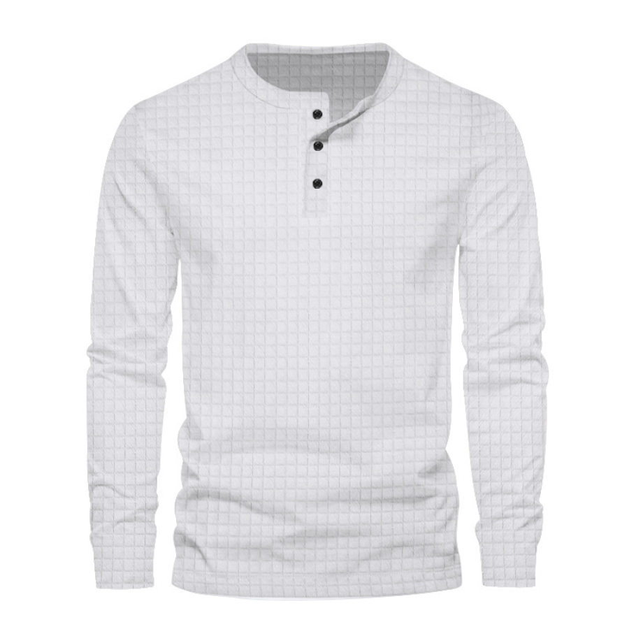 

Kariertes Henley-Langarm-T-Shirt Für Herren Aus Jacquard