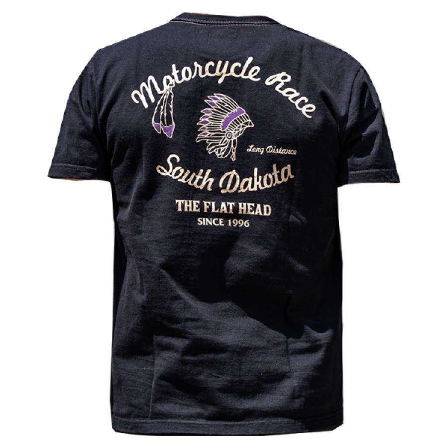 

T-shirt Décontracté à Manches Courtes à Roulettes Pour Hommes The Flat Head « South Dakota » 9 3oz