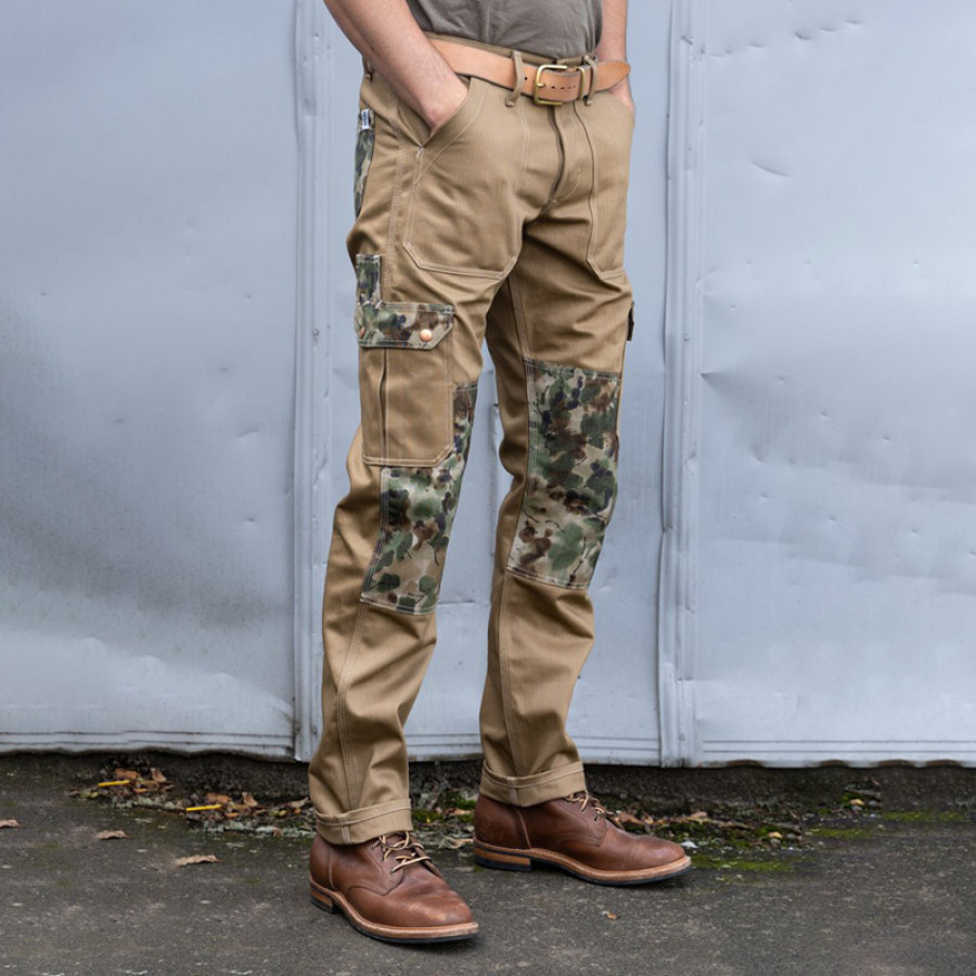 

Pantalones Cargo Con Múltiples Bolsillos Para Hombre Estilo Informal Con Combinación De Varias Telas De Camuflaje Para Exteriores