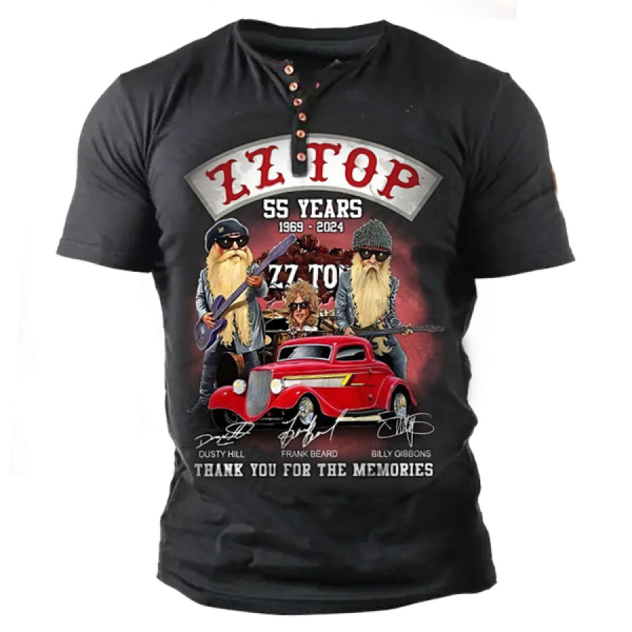 

Men Rock ZZ Top 55 Ans 1969 – 2024 Merci Pour Les Souvenirs Signatures Henley Shirt