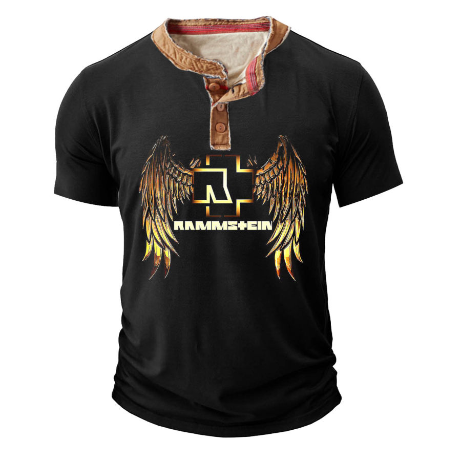 

Camiseta Para Hombre Henley Rammstein Rock Band Al Aire Libre Manga Corta Contraste Color Verano Diario Tops