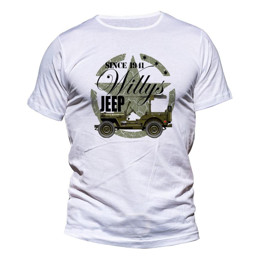 

Camiseta De Manga Corta Con Cuello Redondo Y Estampado Jeep Since 1941 Para Hombre Informal Diaria Para Exteriores