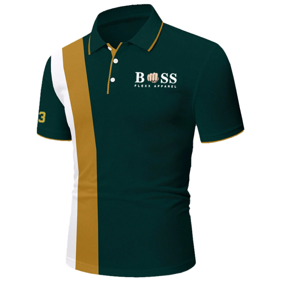 

T-shirt Décontracté à Manches Courtes Avec Col POLO Imprimé BOSS Color Block Pour Hommes