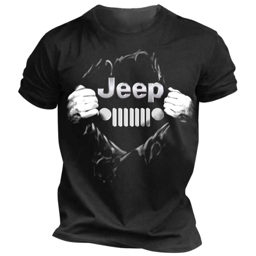 

Lässiges Kurzärmliges T-Shirt Mit Jeep-Aufdruck Für Herren Mit Rundhalsausschnitt