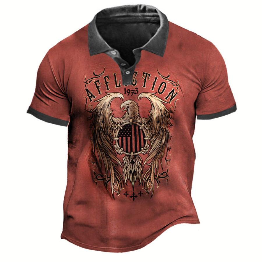 

Camiseta Para Hombre Polo Eagle 1973 Bandera Americana Estampado Vintage Al Aire Libre Bloques De Color Manga Corta Verano Diario Tops