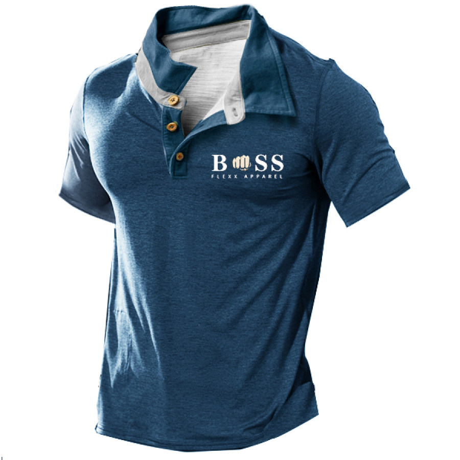 

Polo Décontracté D'extérieur Pour Hommes T-Shirt à Manches Courtes Confortable Et Respirant Avec Imprimé Boss