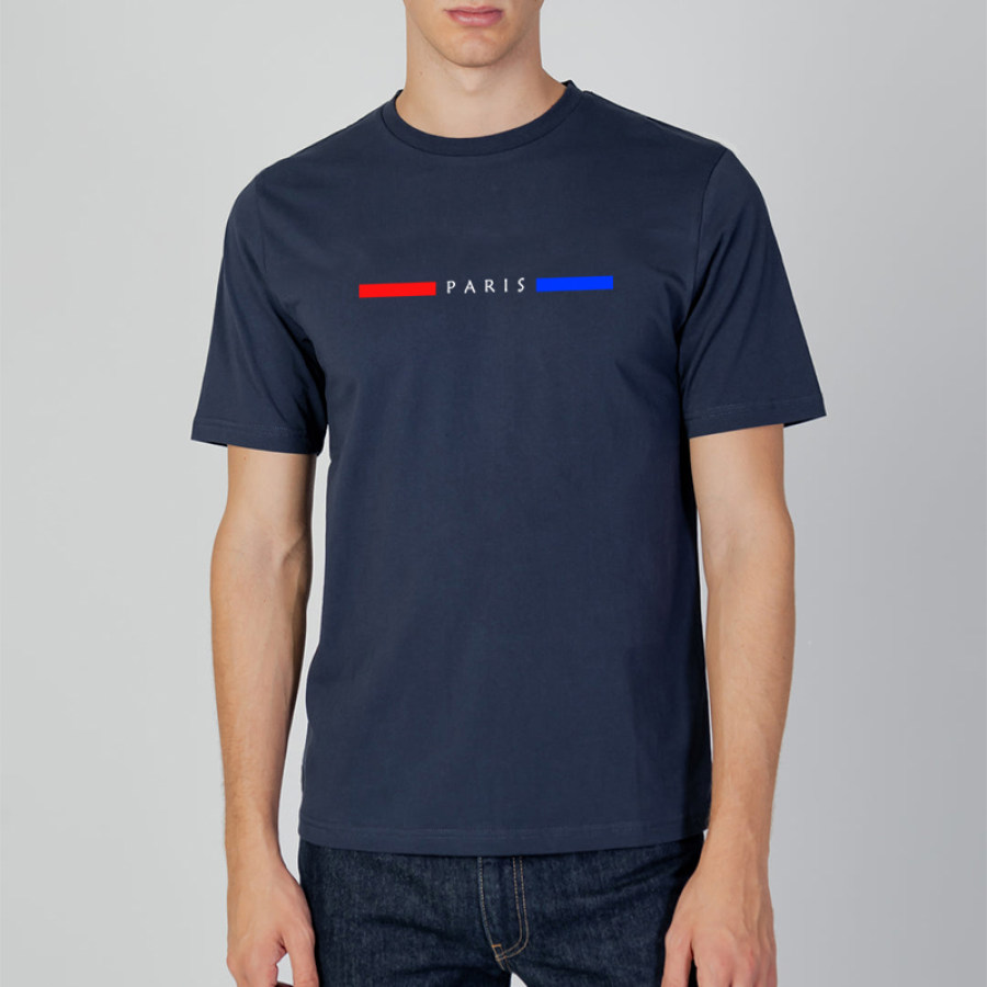 

PARIS Print Herren-Grafikdesign Rundhalsausschnitt Kurzärmlig Aktives T-Shirt Lässige Bequeme Hemden