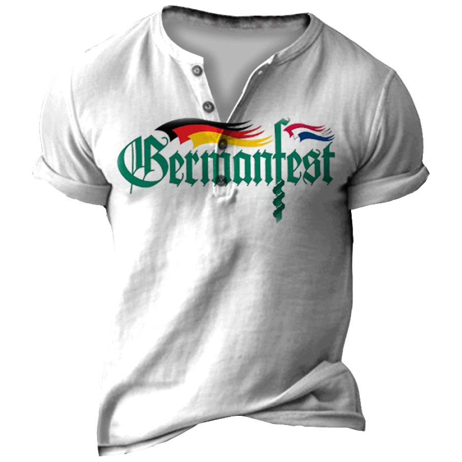 

Herren-T-Shirt Mit Henley-Ausschnitt Im Vintage-Stil Für Das Deutsche Oktoberfest