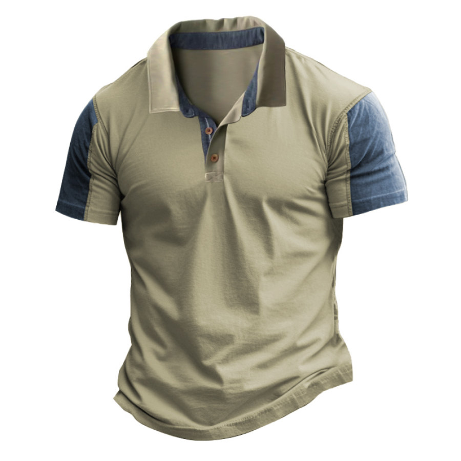 

Camiseta Para Hombre Polo Vintage Al Aire Libre Bloque De Color Manga Corta Verano Diario Tops