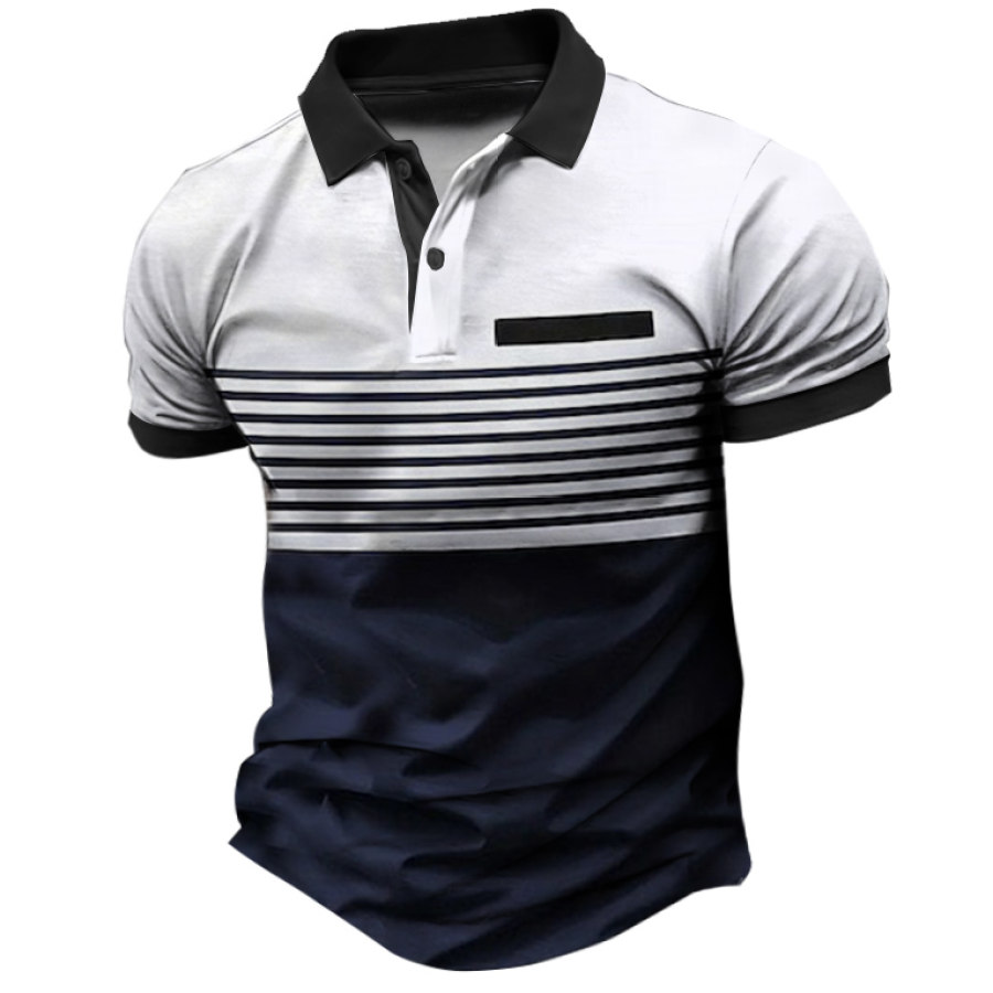 

Мужская футболка для гольфа-поло с карманом на открытом воздухе повседневная с цветными блоками с коротким рукавом летние повседневные топы