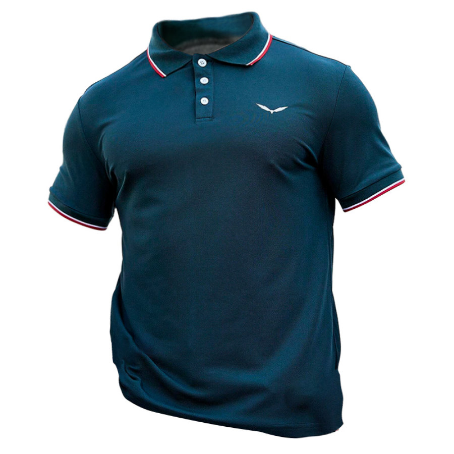 

Kurzärmliges Gestreiftes Poloshirt Für Herren Lässiges T-Shirt Mit Bestickten Flügeln