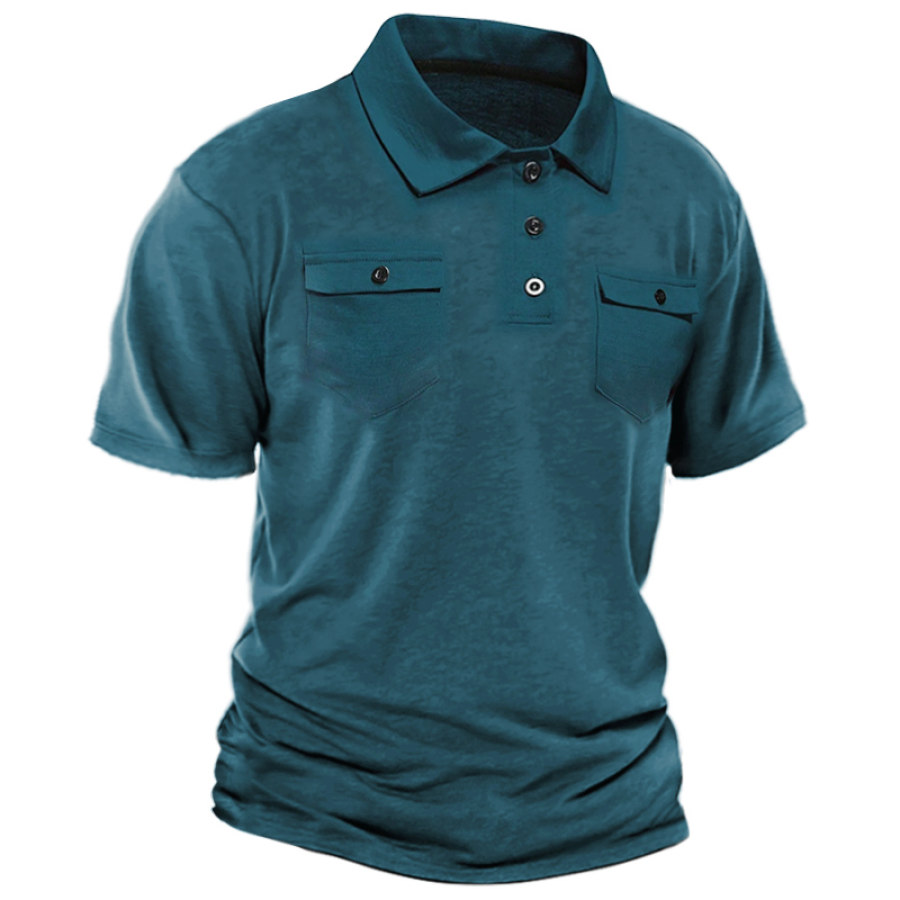 

Camisa POLO Con Dos Bolsillos Para Hombre Camiseta Informal De Manga Corta De Color Sólido Para Vacaciones