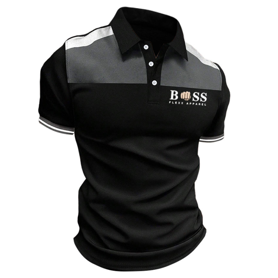 

Men Boss Graphic Colorblock Contrast Trim Polo Shirt