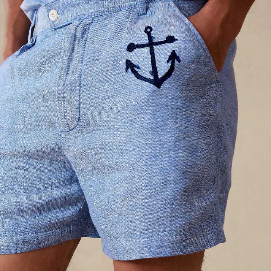 

Men's Retro Linen Casual Shorts Vacation Beach Hawaii 5inch Shorts