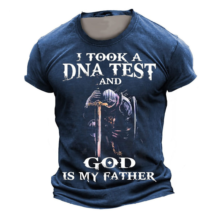 

Camiseta De Manga Corta Informal Para Hombre Templario Tomé Una Prueba De ADN Dios Es Mi Padre Estampado Para Uso Diario Y Al Aire Libre