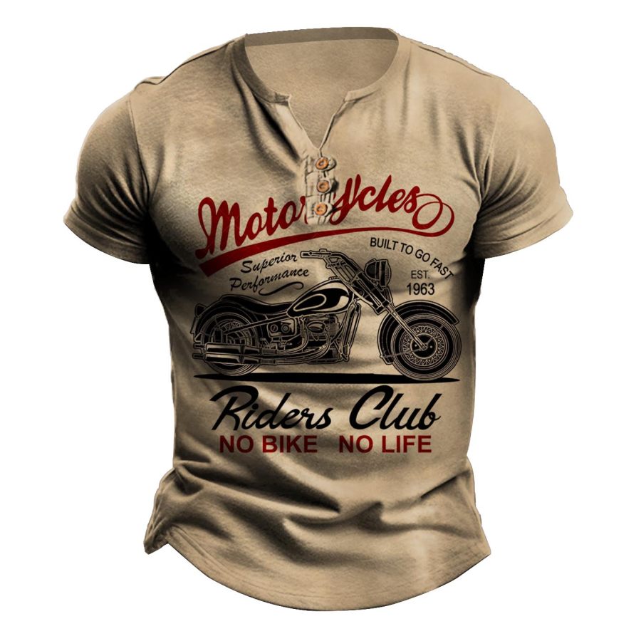 

Camiseta Para Hombre Henley Vintage Motocicleta Estampado Al Aire Libre Manga Corta Verano Diario Tops