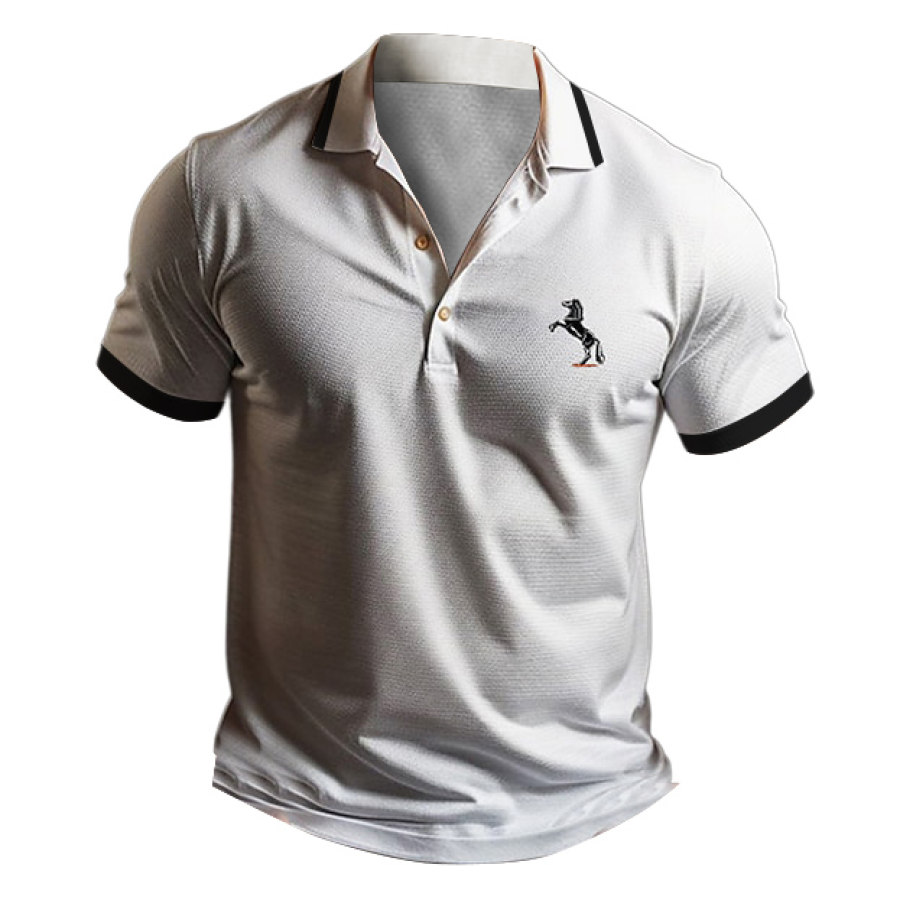 

Camiseta Para Hombre Polo Golf Caballo Estampado Al Aire Libre Bloques De Color Manga Corta Verano Diario Tops