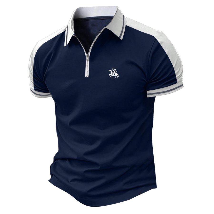 

Homme T-Shirt Fermeture Éclair Polo Golf Vintage Extérieur Bloc De Couleur Manches Courtes Eté Quotidien Hauts