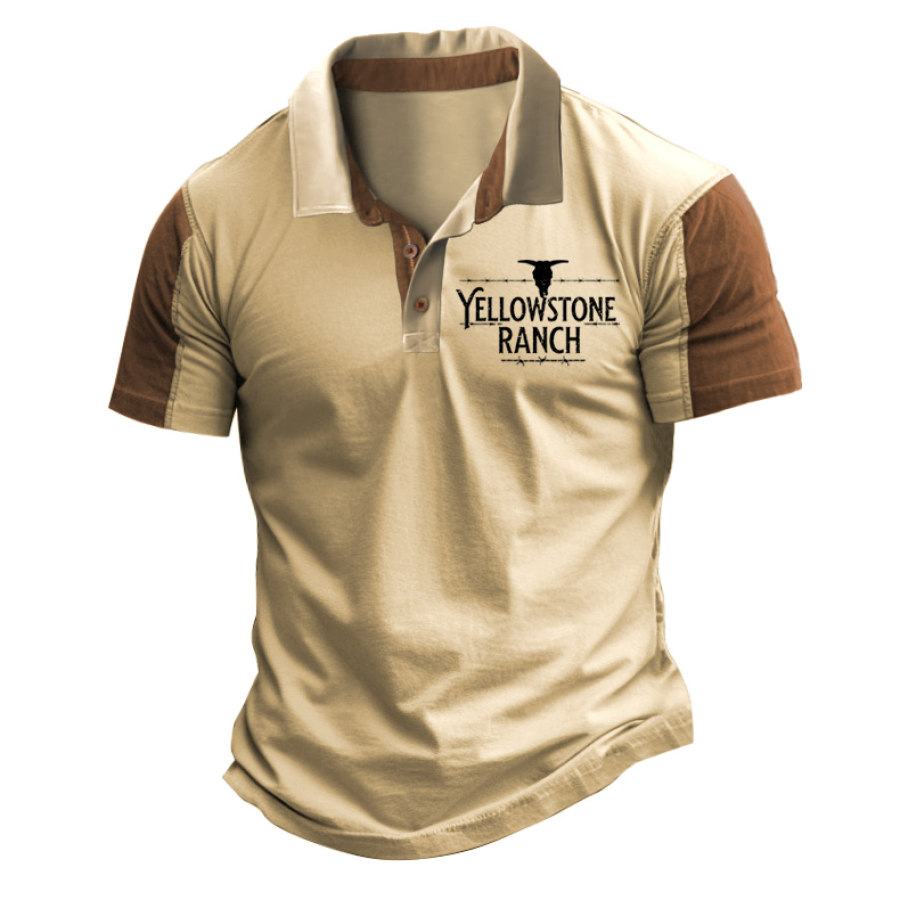 

Herren T-Shirt Polo Yellowstone Vintage Outdoor Farbblock Kurzarm Sommer Alltag Tops