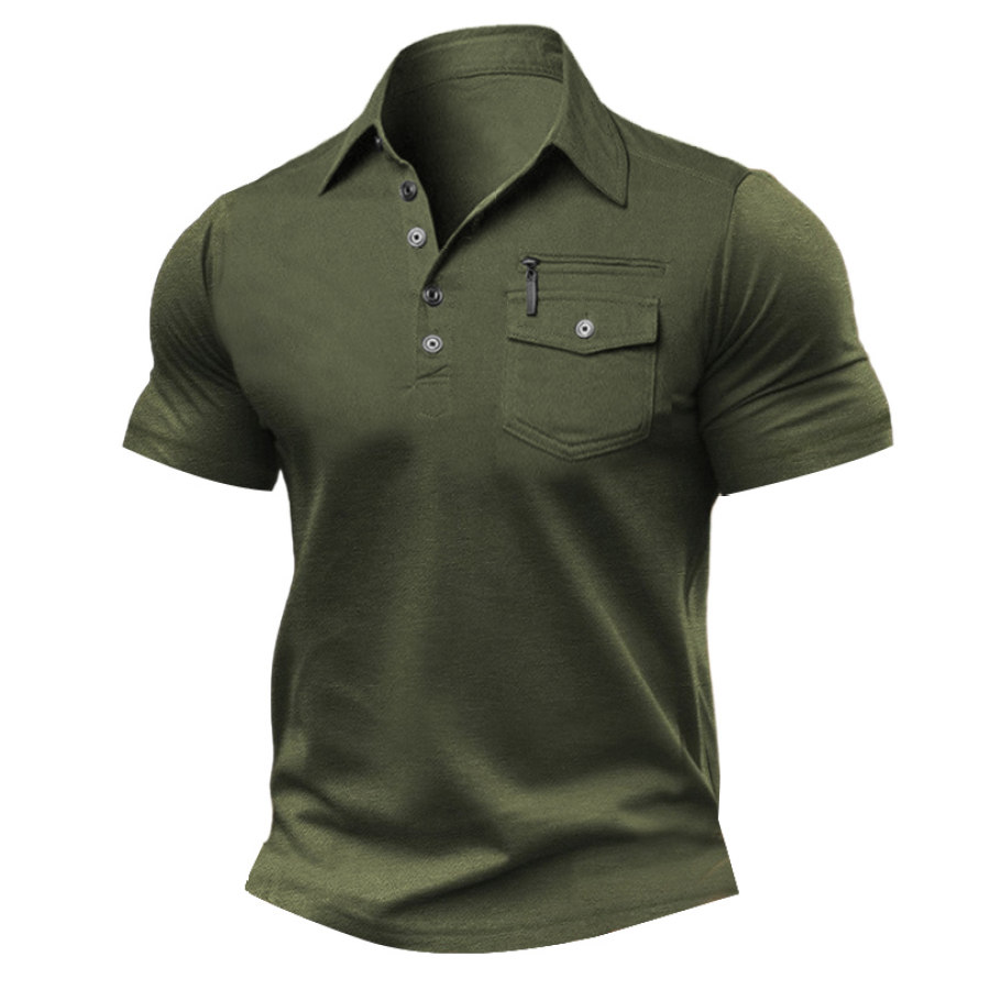

Men's T-Shirt Polo Pocket Vintage Outdoor Short Sleeve Summer Daily Tops