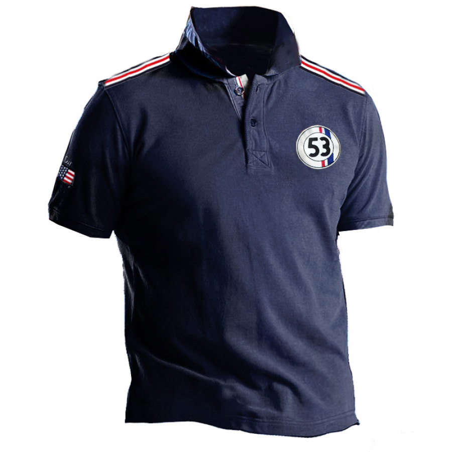 

POLO De Course En Plein Air Pour Hommes Décontracté Drapeau Américain Design Original T-Shirt Quotidien à Manches Courtes