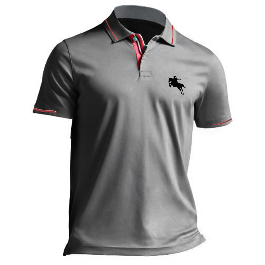 

Men's Collar And Cuffs Contrast Color Business Casual POLO Shirt