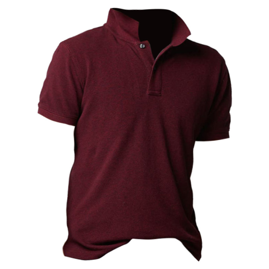 

Мужская спортивная повседневная рубашка-поло Повседневная футболка с короткими рукавами бордовая