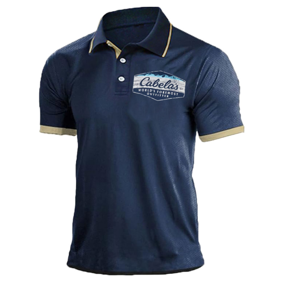 

POLO Décontracté à Col Contrasté Pour Hommes Couleur Contrastée Pour L'extérieur