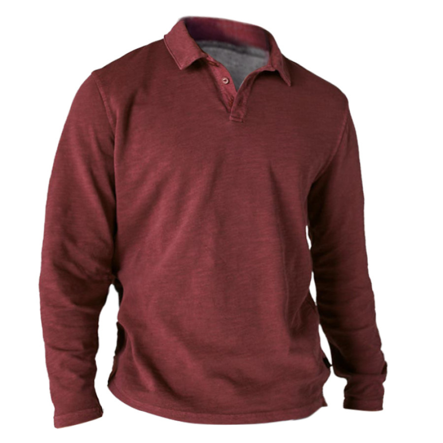 

Men's Weekend Long Sleeve Slub Jersey Polo Burgundy