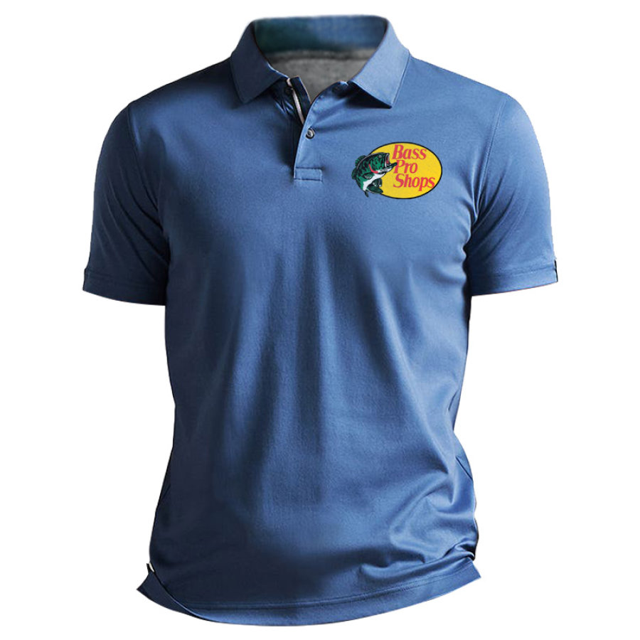 

Camiseta De Manga Corta Con Solapa Informal POLO De Pesca Al Aire Libre Para Hombre Azul